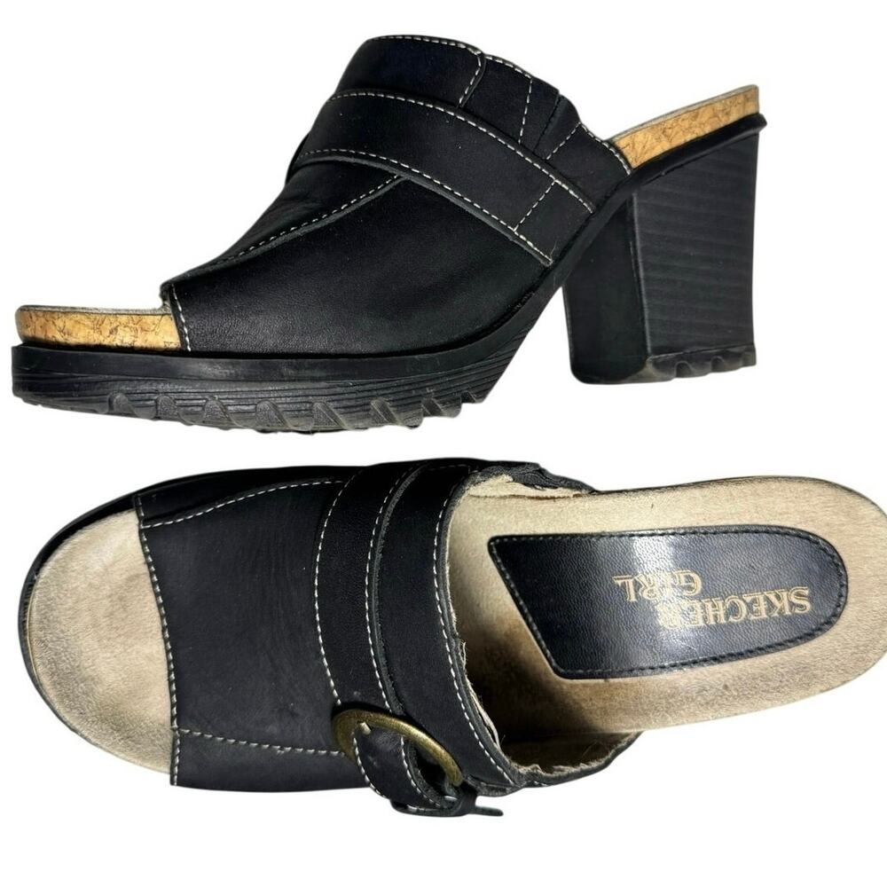 Vintage Y2K 90s Chunky Grunge Skechers Leather Heel Sandals Size 7 - Picture 2 of 8